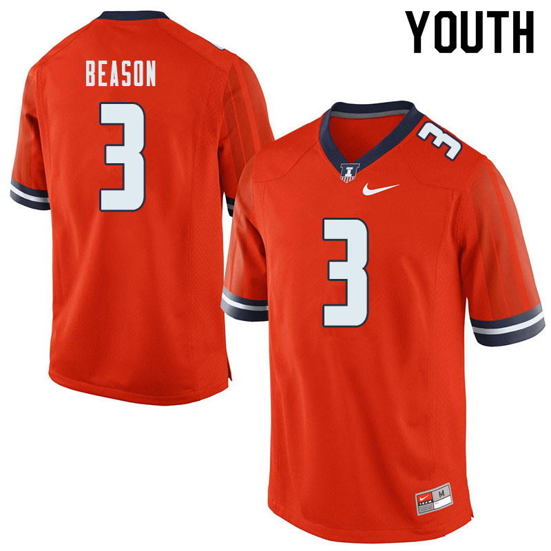 Youth #3 Marquez Beason Illinois Fighting Illini College Football Jerseys Sale-Orange